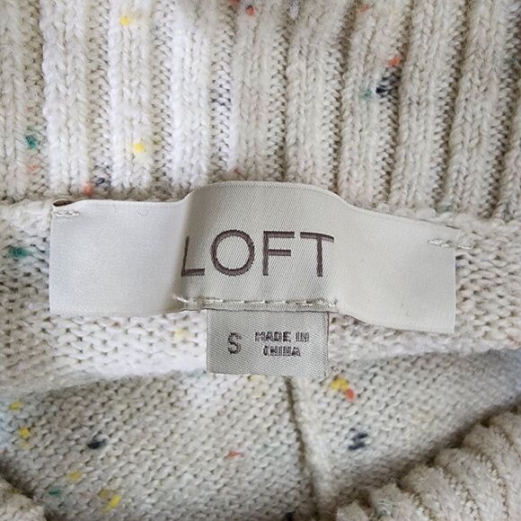 Loft Sweater Small Flecked Pocket Poncho Oversized Turtleneck 3/4 Sleeve Flowy - Picture 9 of 11